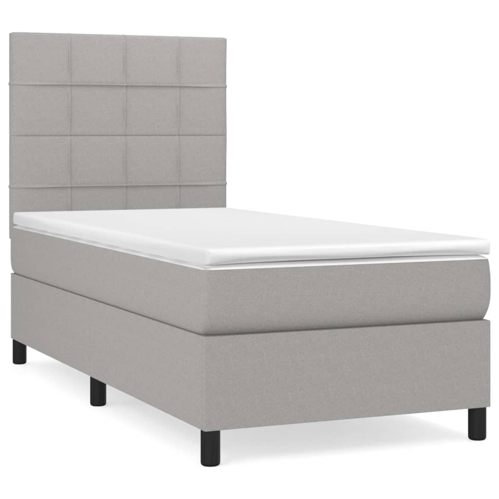 vidaXL Cama com molas/colchão 80x200 cm tecido cinza-claro