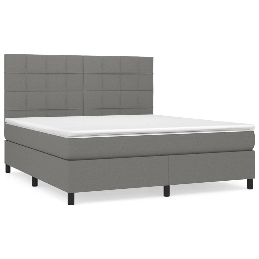 vidaXL Cama com molas/colchão 160x200 cm tecido cinzento-escuro