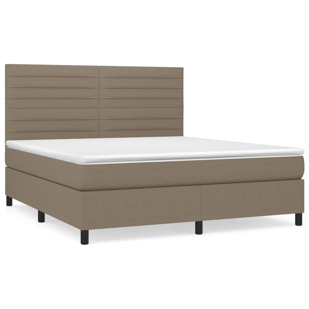 vidaXL Cama com molas/colchão 180x200 cm tecido castanho-acinzentado