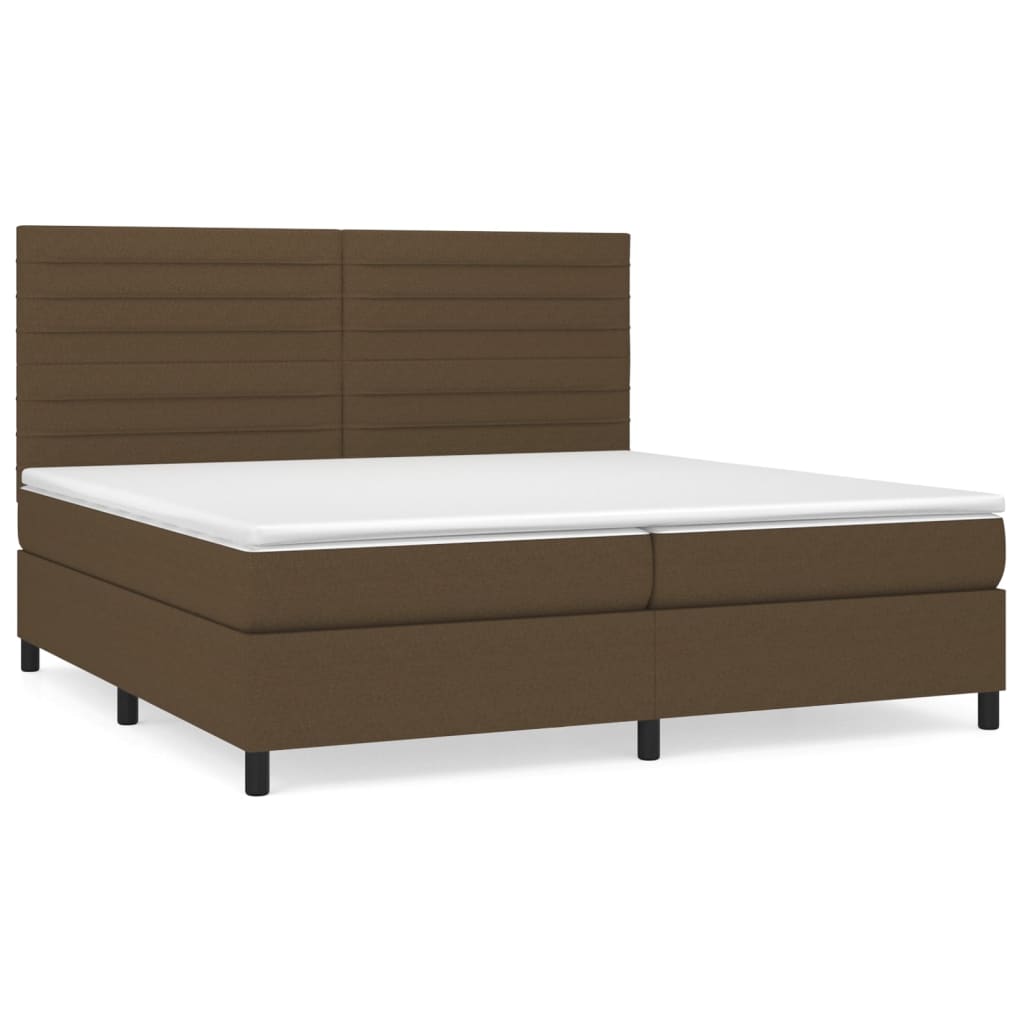 vidaXL Cama com molas/colchão 200x200 cm tecido castanho-escuro