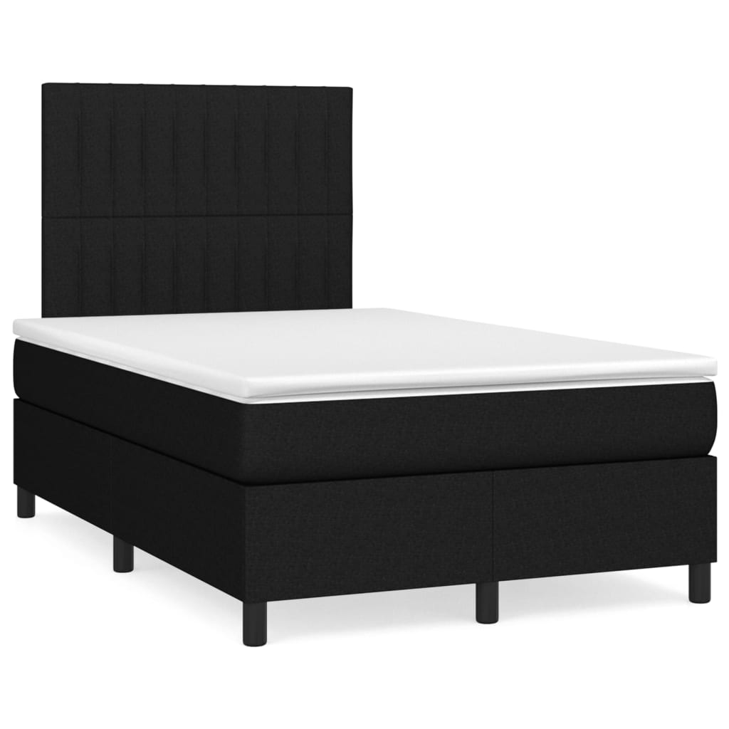 vidaXL Cama com molas/colchão 120x200 cm tecido preto
