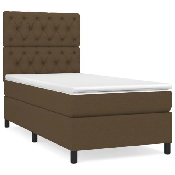vidaXL Cama com Molas/colchão 80x200 cm Tecido Castanho-escuro - 2073643262