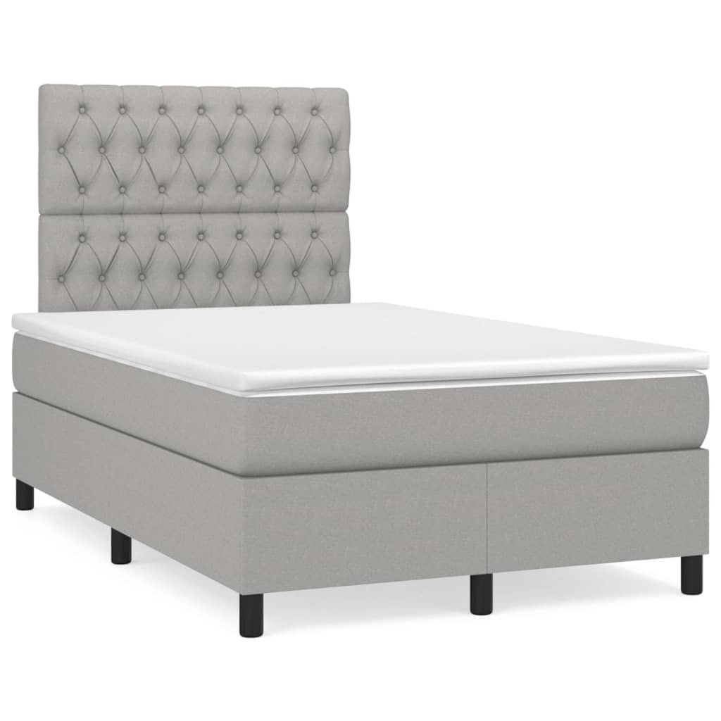 vidaXL Cama com molas/colchão 120x200 cm tecido cinza-claro