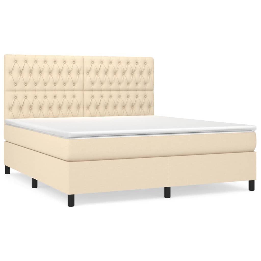 vidaXL Cama com molas/colchão 180x200 cm tecido cor creme