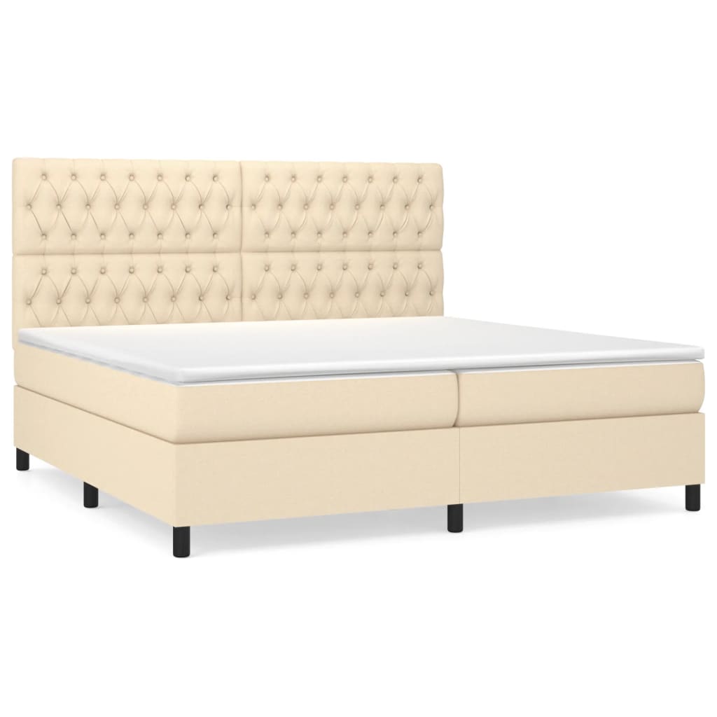 vidaXL Cama com molas/colchão 200x200 cm tecido cor creme