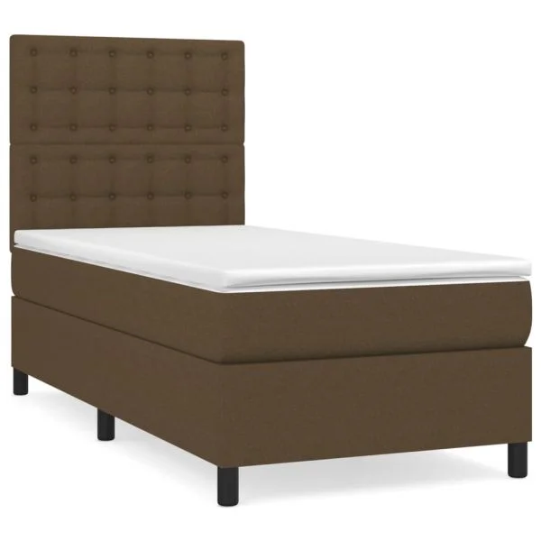 vidaXL Cama com Molas/colchão 80x200 cm Tecido Castanho-escuro - 1422638621
