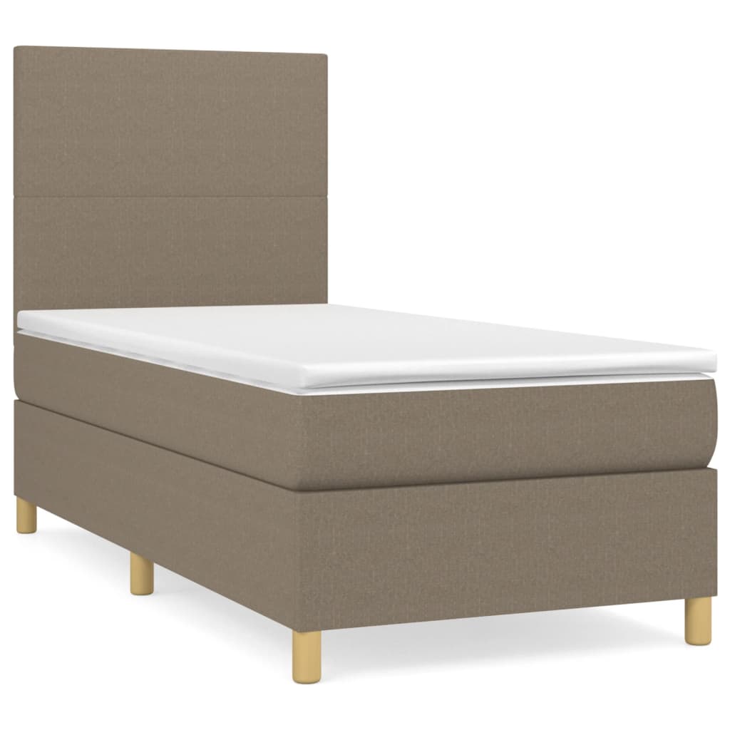 vidaXL Cama com molas/colchão 80x200 cm tecido castanho-acinzentado