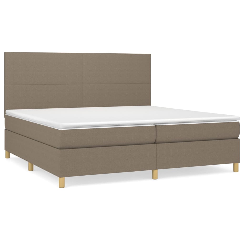 vidaXL Cama com molas/colchão 200x200 cm tecido castanho-acinzentado