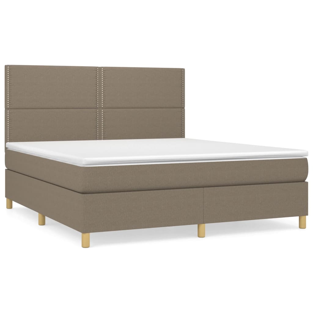 vidaXL Cama com molas/colchão 180x200 cm tecido castanho-acinzentado