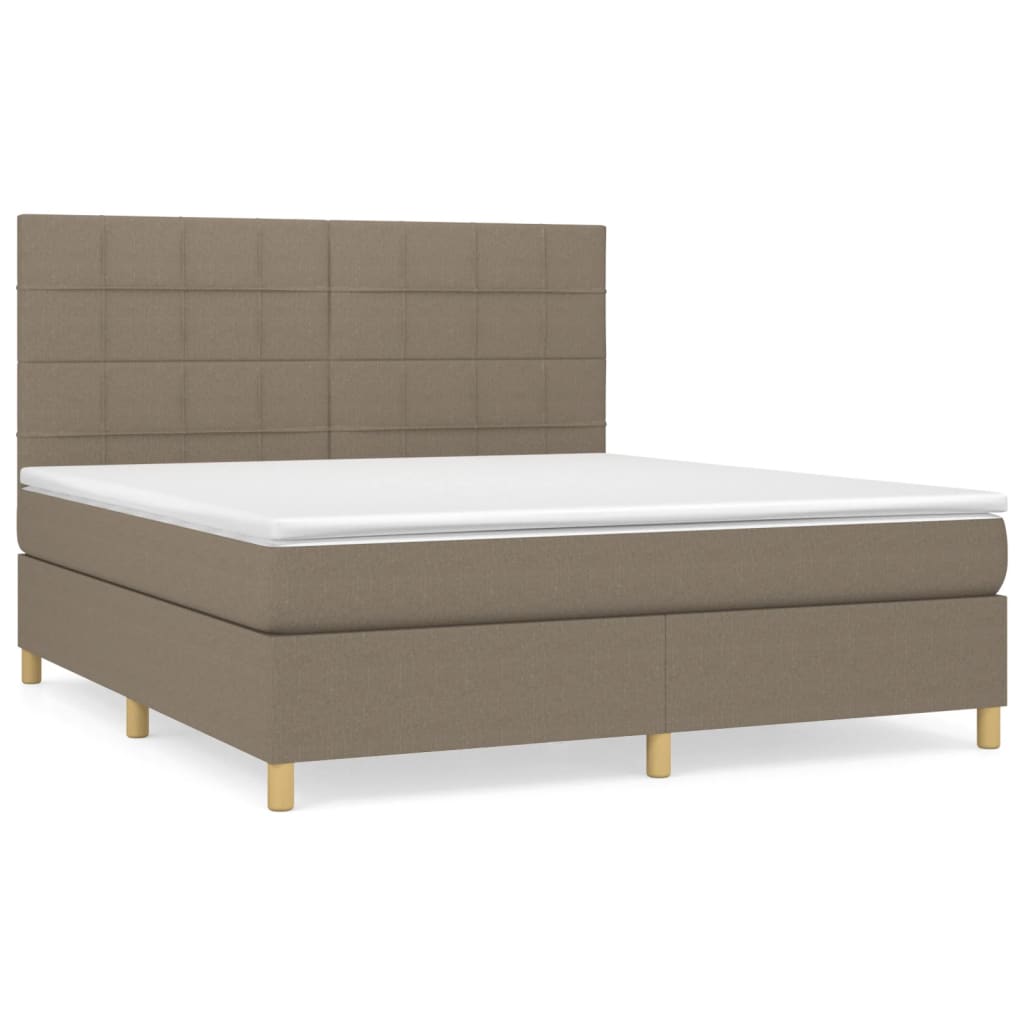 vidaXL Cama com molas/colchão 160x200 cm tecido castanho-acinzentado