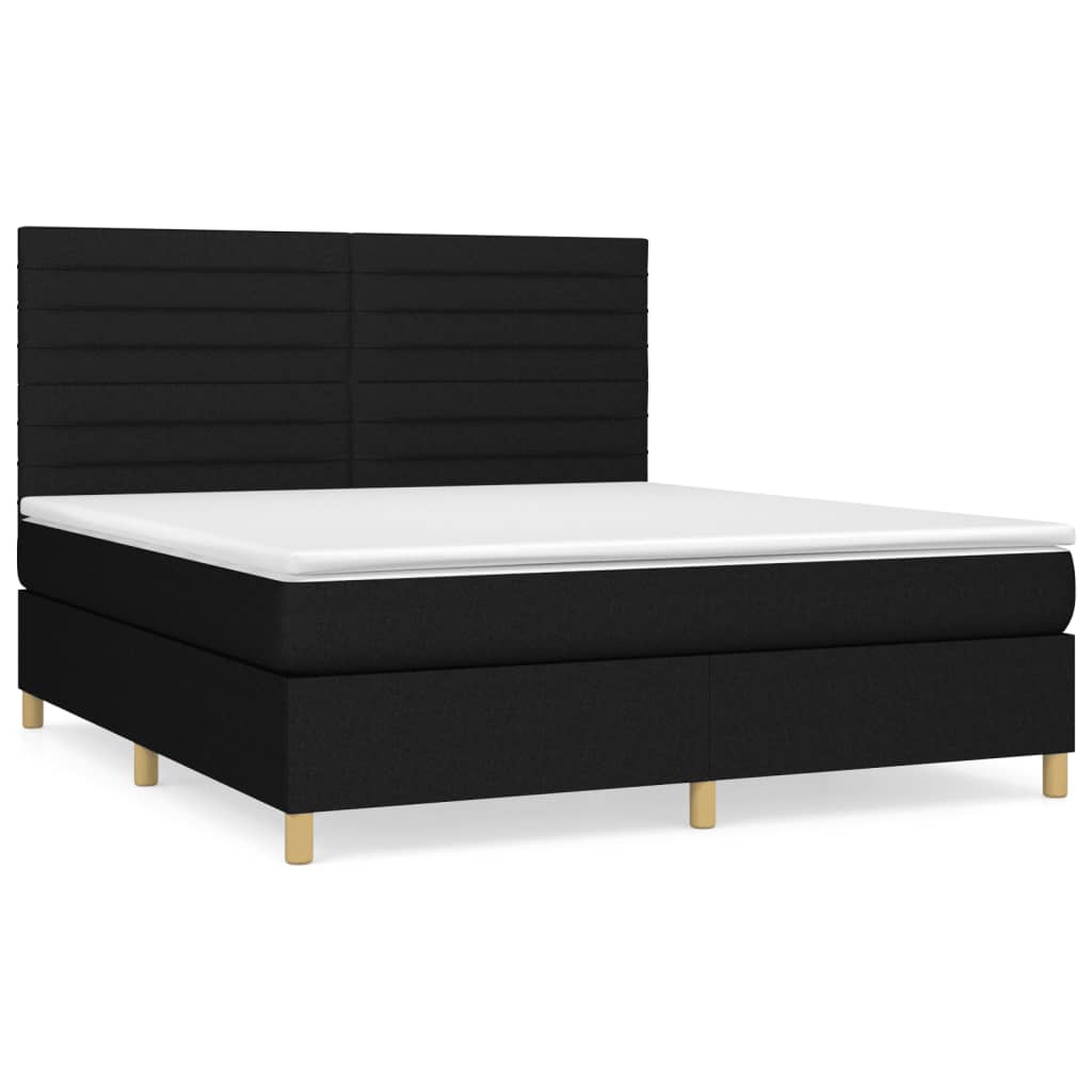 vidaXL Cama com molas/colchão 160x200 cm tecido preto