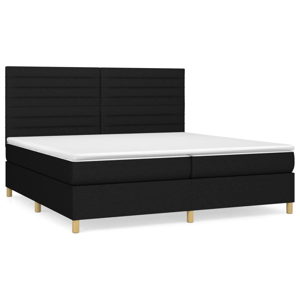 vidaXL Cama com molas/colchão 200x200 cm tecido preto