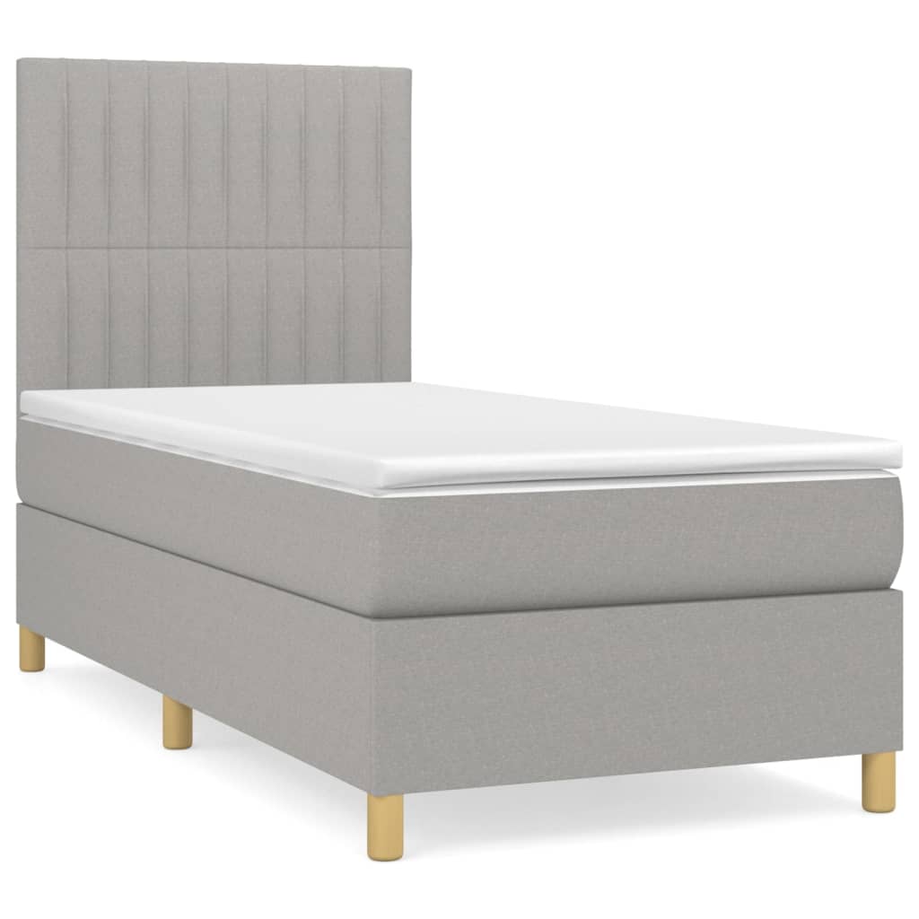 vidaXL Cama com molas/colchão 90x190 cm tecido cinzento-claro
