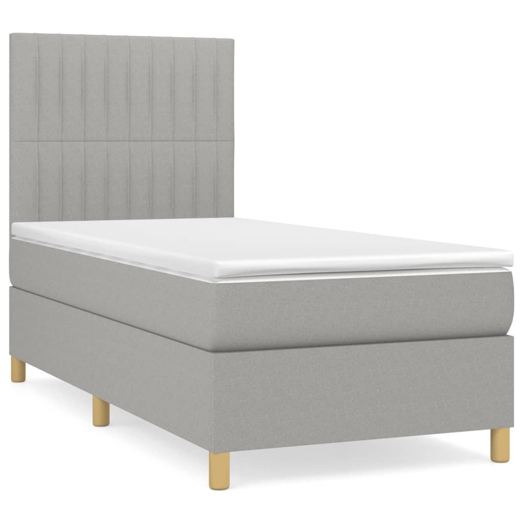 vidaXL Cama com molas/colchão 100x200 cm tecido cinzento-claro