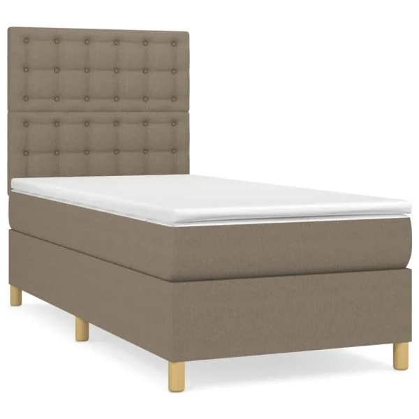 vidaXL Cama com Molas/colchão 100x200 cm Tecido Cinza-acastanhado - 1987482022