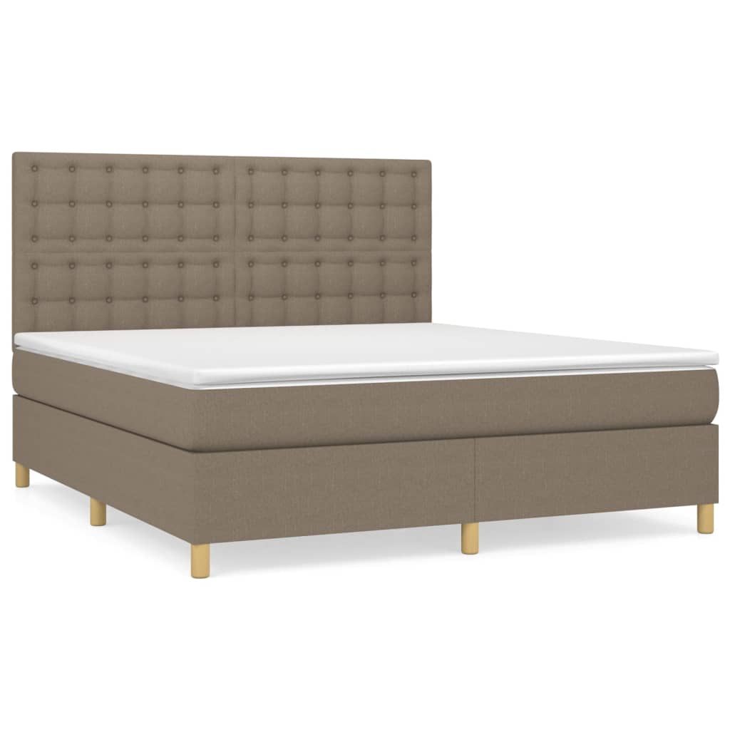 vidaXL Cama com molas/colchão 180x200 cm tecido castanho-acinzentado