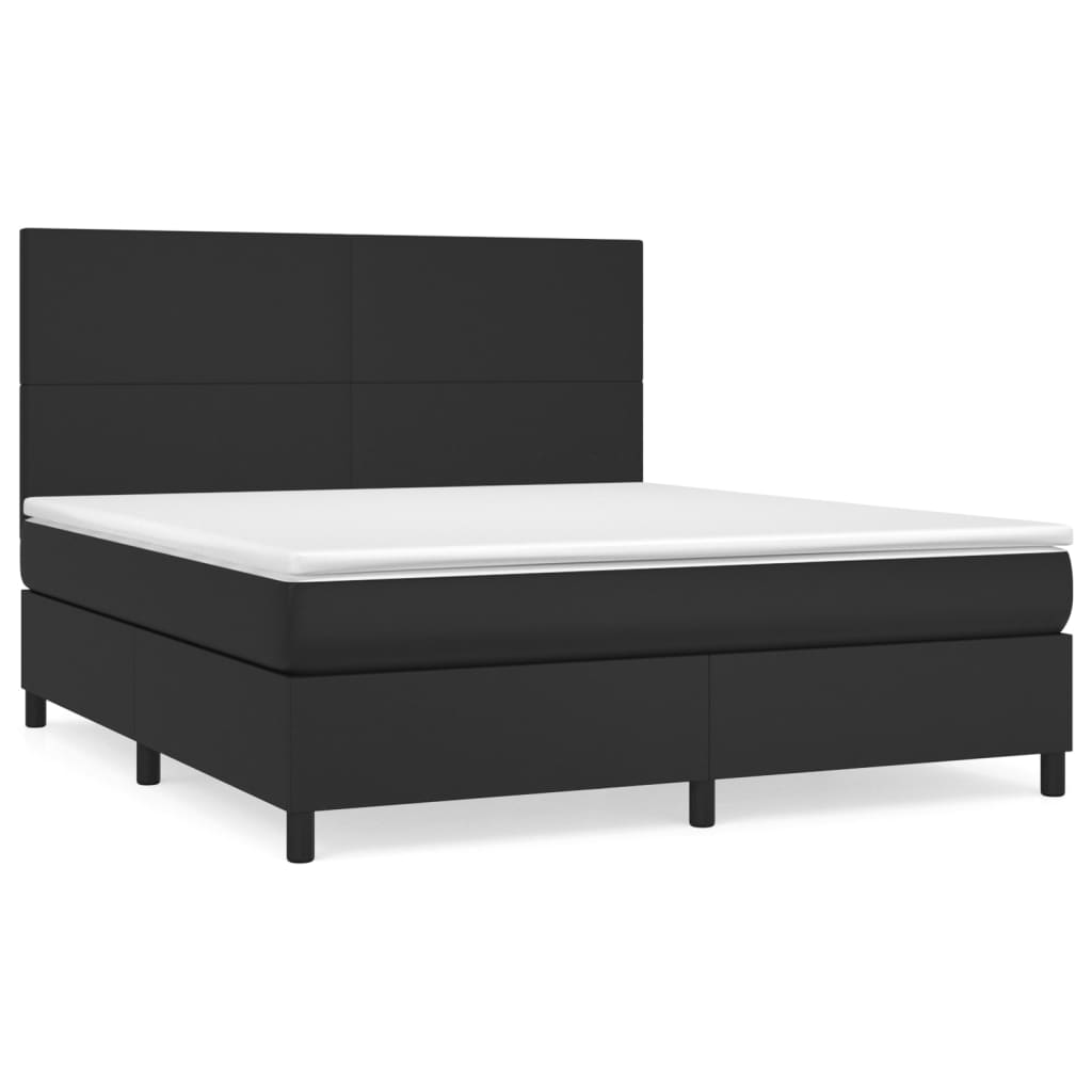 vidaXL Cama com molas/colchão 180x200 cm couro artificial preto