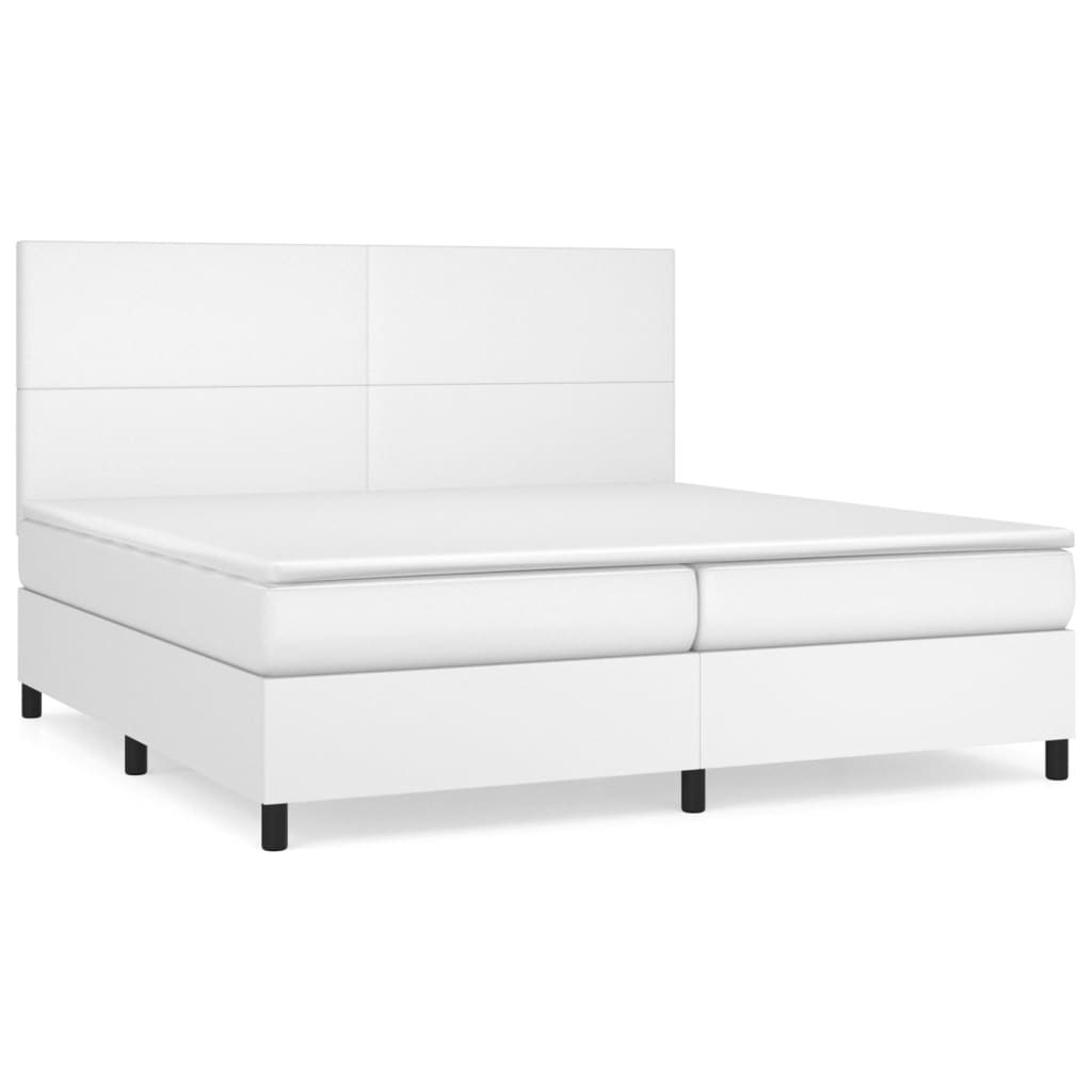 vidaXL Cama com molas/colchão 200x200 cm couro artificial branco