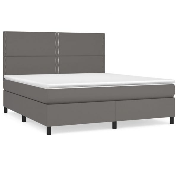 vidaXL Cama com Molas/colchão 180x200 cm Couro Artificial Cinza - 3198569050
