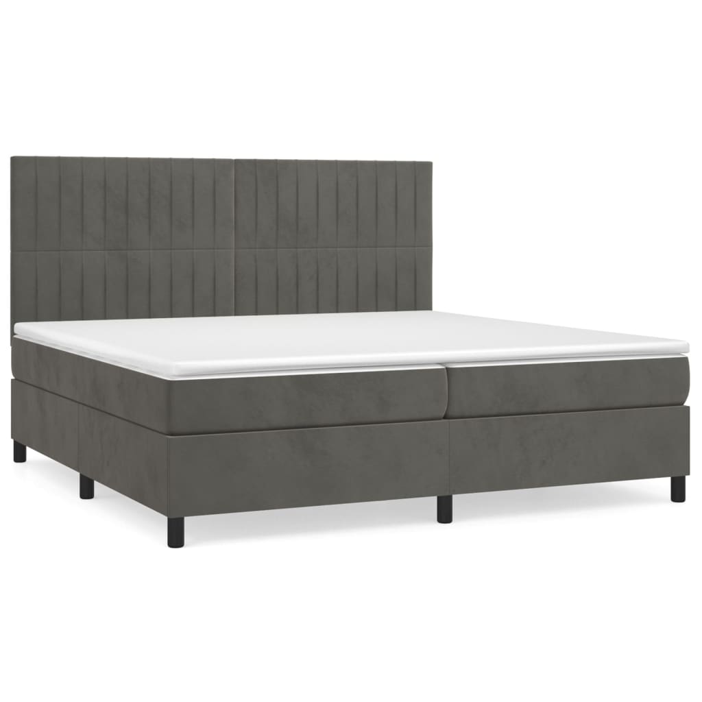 vidaXL Cama com molas/colchão 200x200 cm veludo cinzento-escuro