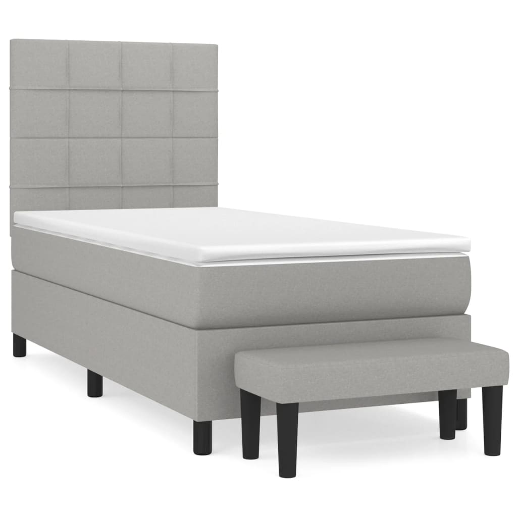 vidaXL Cama com molas/colchão 90x200 cm tecido cinza-claro