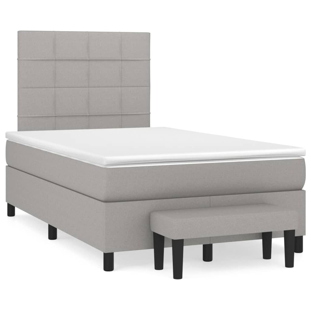 vidaXL Cama com molas/colchão 120x200 cm tecido cinza-claro