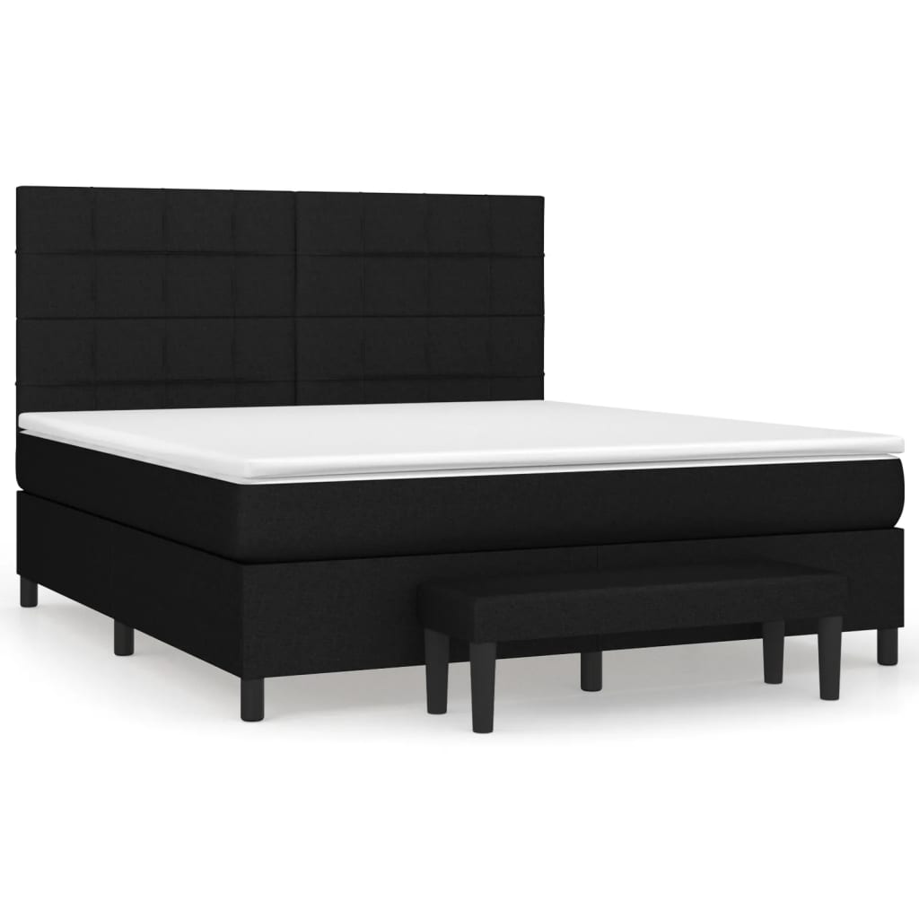 vidaXL Cama com molas/colchão 160x200 cm tecido preto