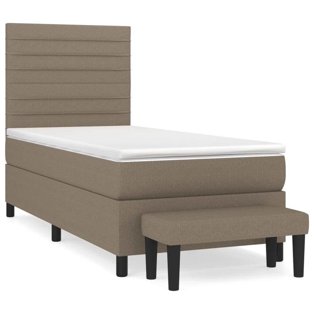 vidaXL Cama com molas/colchão 90x200 cm tecido castanho-acinzentado