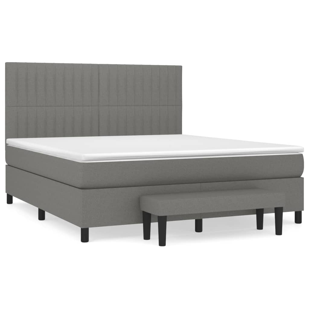 vidaXL Cama com molas/colchão 160x200 cm tecido cinzento-escuro