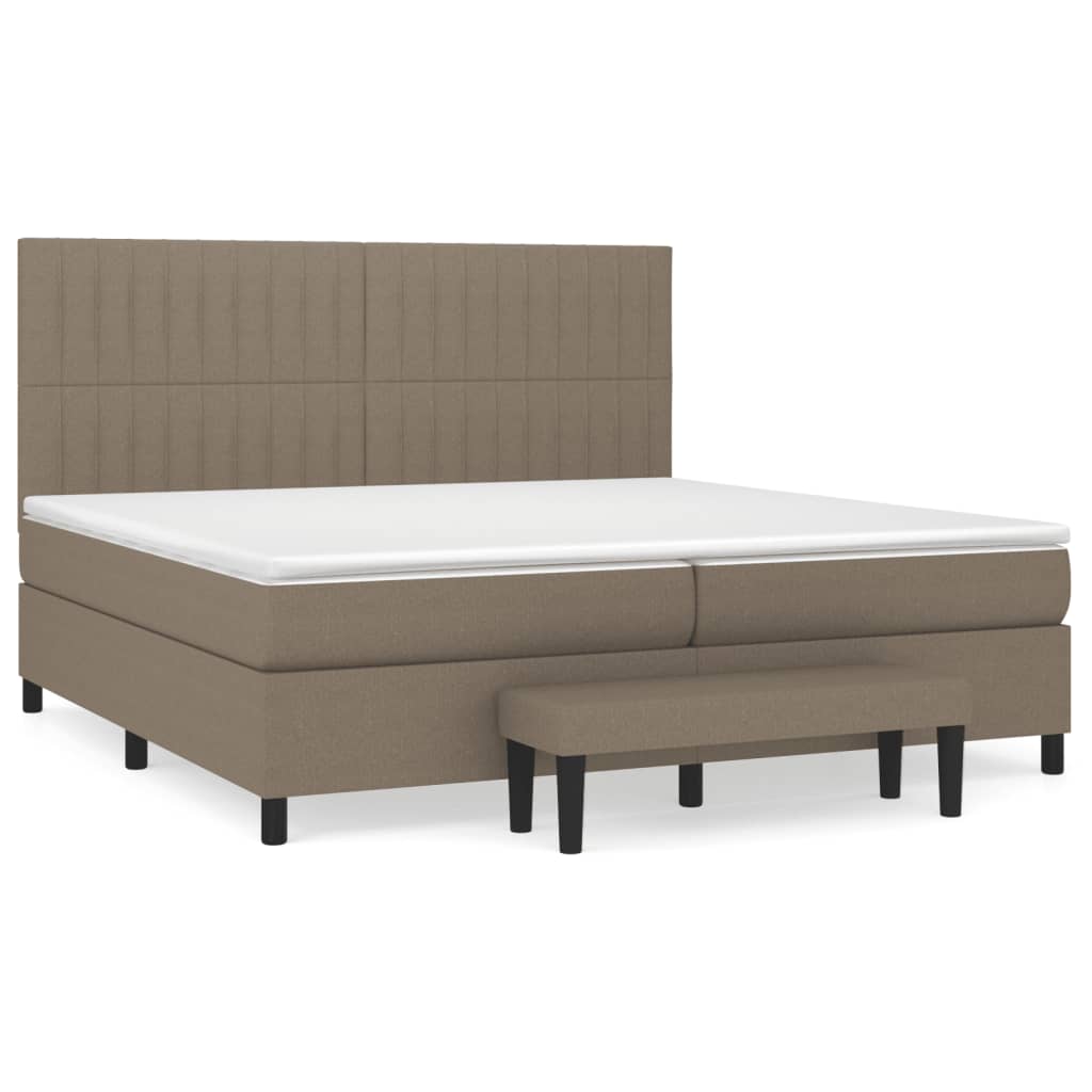 vidaXL Cama com molas/colchão 200x200 cm tecido castanho-acinzentado