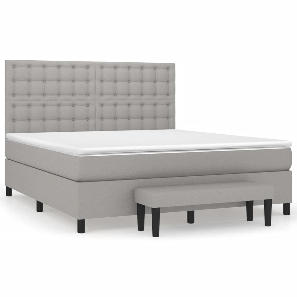 vidaXL Cama com molas/colchão 160x200 cm tecido cinzento-claro