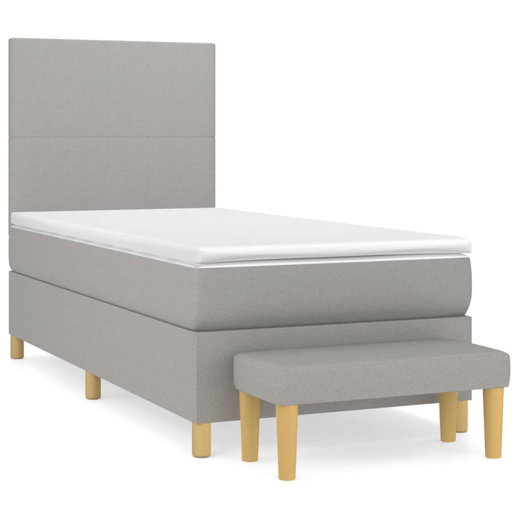 vidaXL Cama com molas/colchão 90x200 cm tecido cinza-claro
