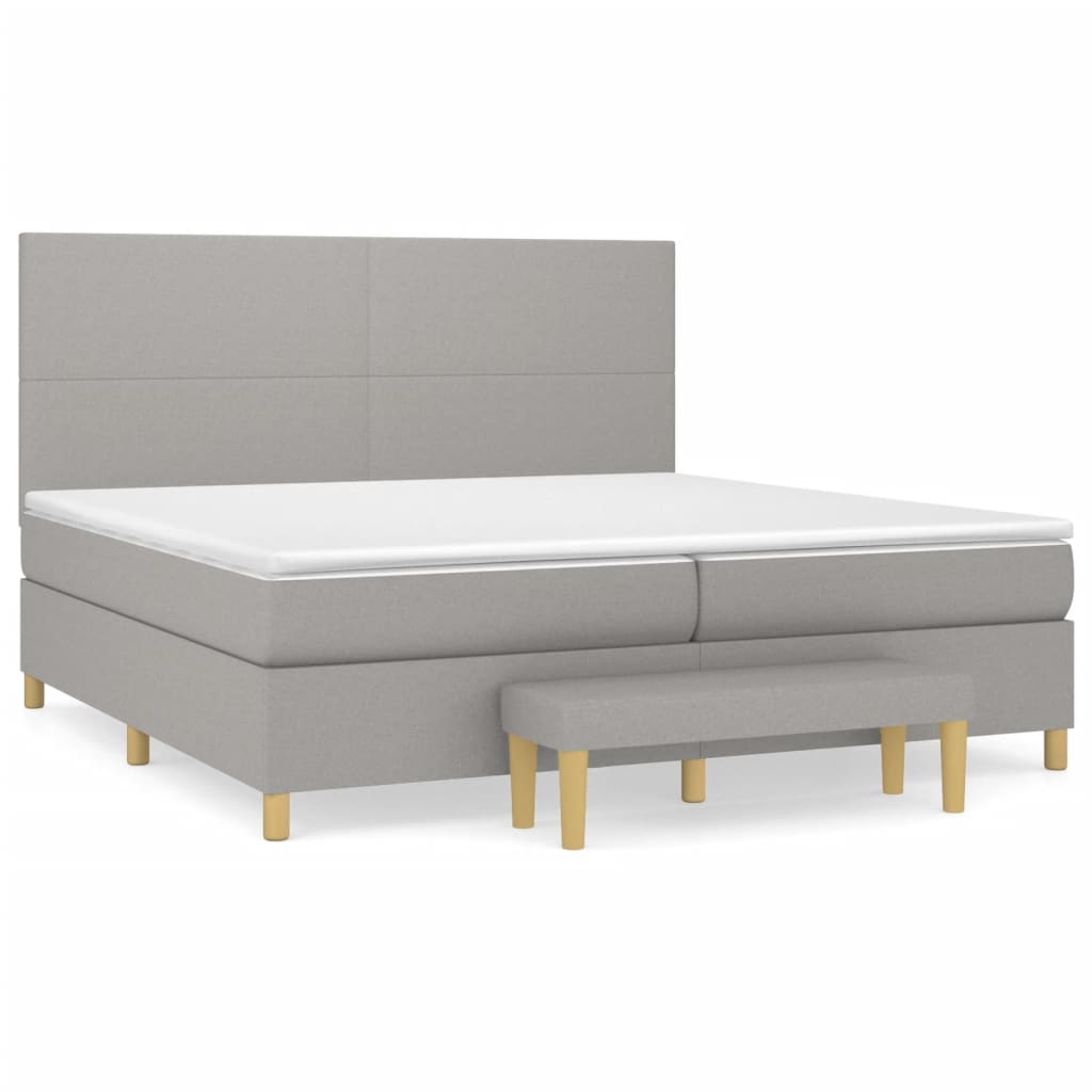 vidaXL Cama com molas/colchão 200x200 cm tecido cinza-claro