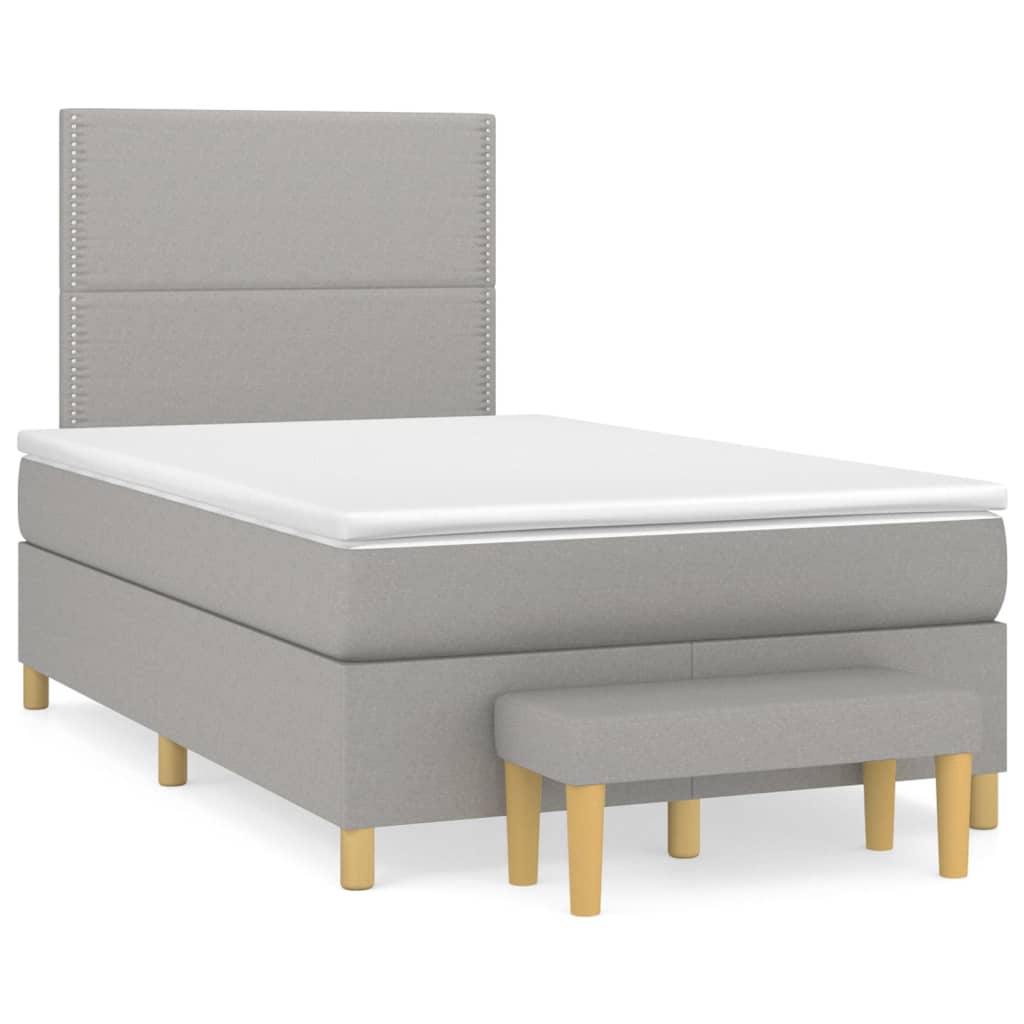 vidaXL Cama com molas/colchão 120x200 cm tecido cinza-claro