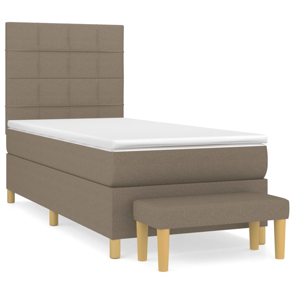 vidaXL Cama com molas/colchão 80x200 cm tecido castanho-acinzentado