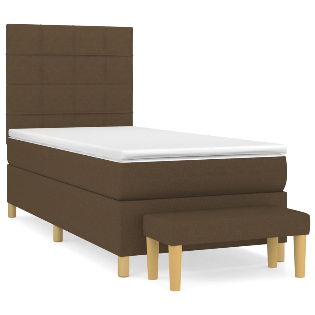 vidaXL Cama com molas/colchão 90x200 cm tecido castanho-escuro