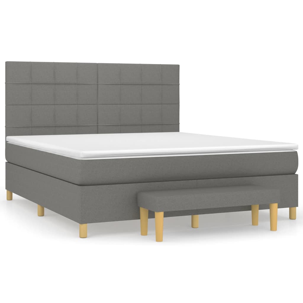 vidaXL Cama com molas/colchão 160x200 cm tecido cinzento-escuro