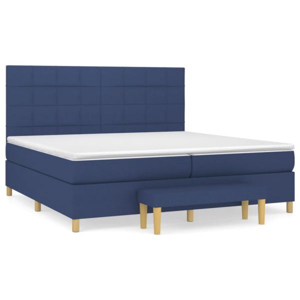 vidaXL Cama com Molas/colchão 200x200 cm Tecido Azul - 355693258
