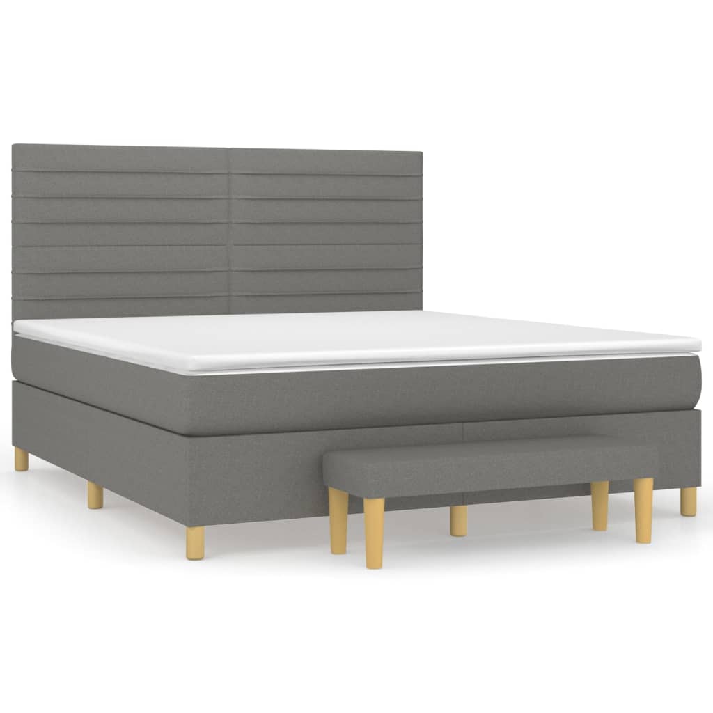 vidaXL Cama com molas/colchão 160x200 cm tecido cinzento-escuro