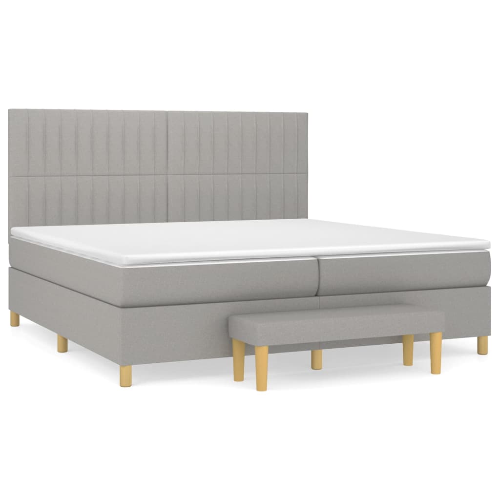 vidaXL Cama com molas/colchão 200x200 cm tecido cinza-claro