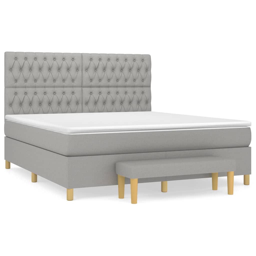 vidaXL Cama com molas/colchão 180x200 cm tecido cinzento-claro