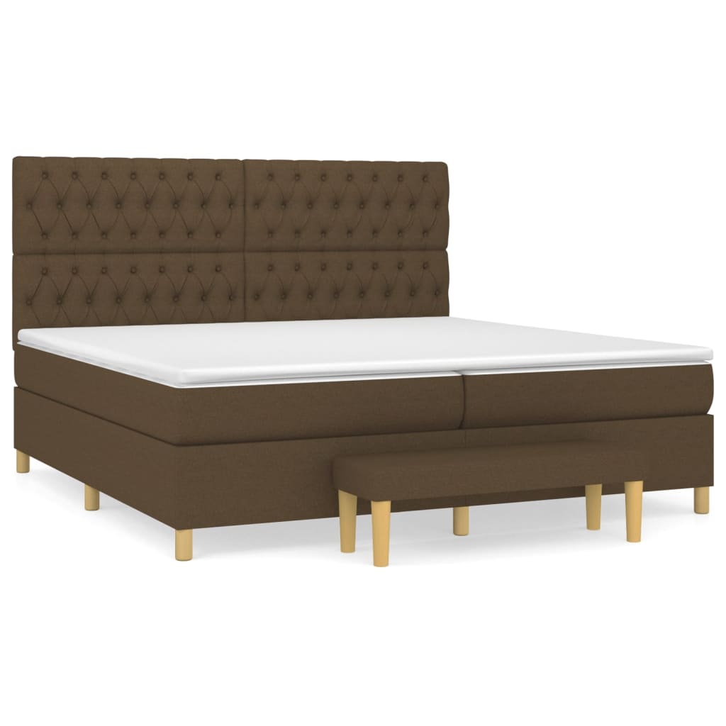 vidaXL Cama com molas/colchão 200x200 cm tecido castanho-escuro