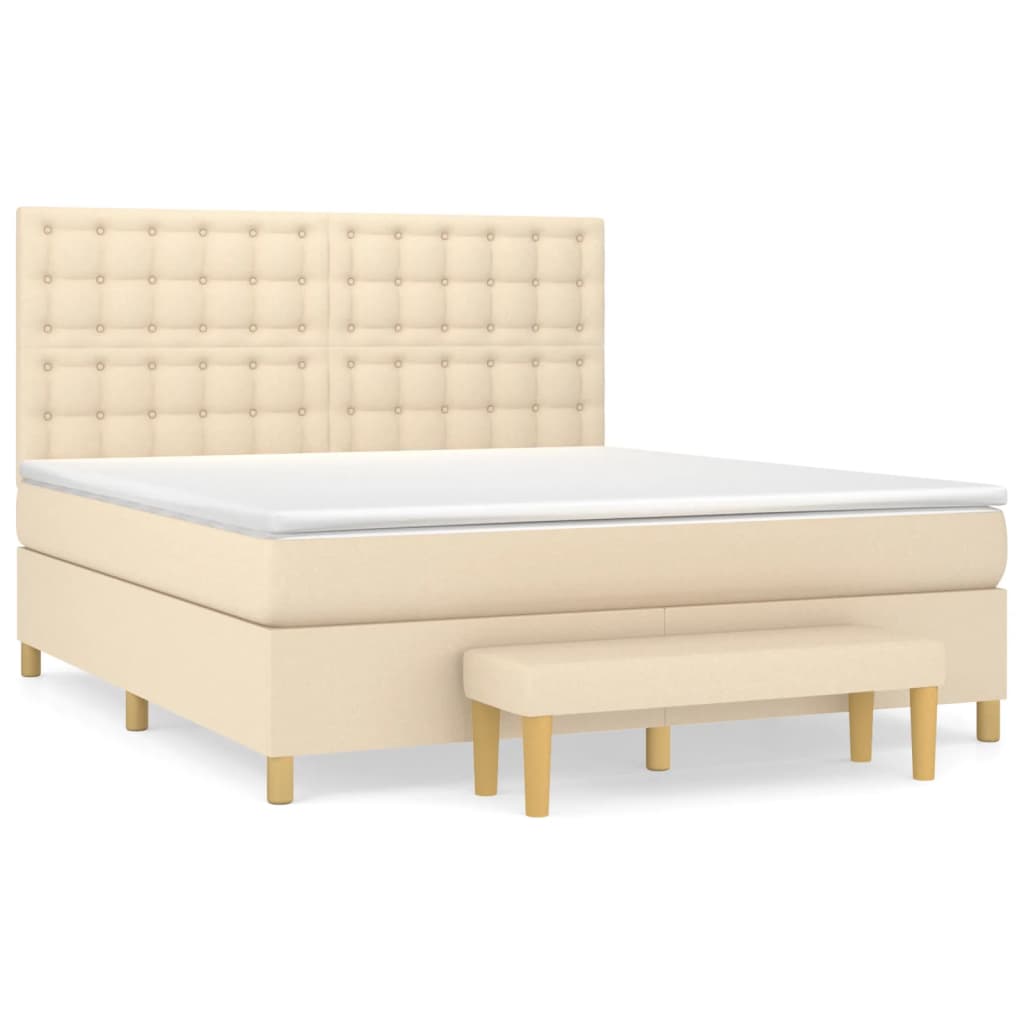 vidaXL Cama com molas/colchão 160x200 cm tecido cor creme