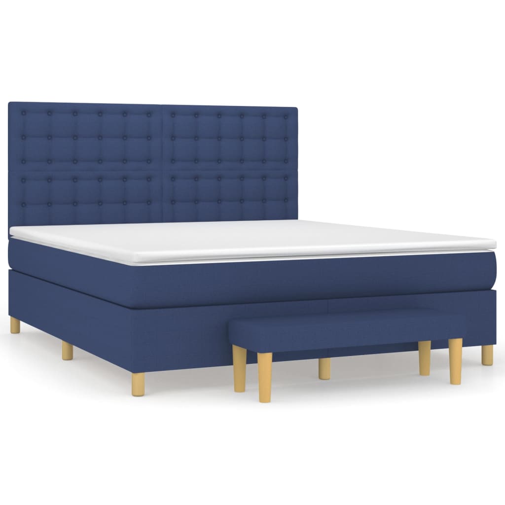 vidaXL Cama com molas/colchão 160x200 cm tecido azul