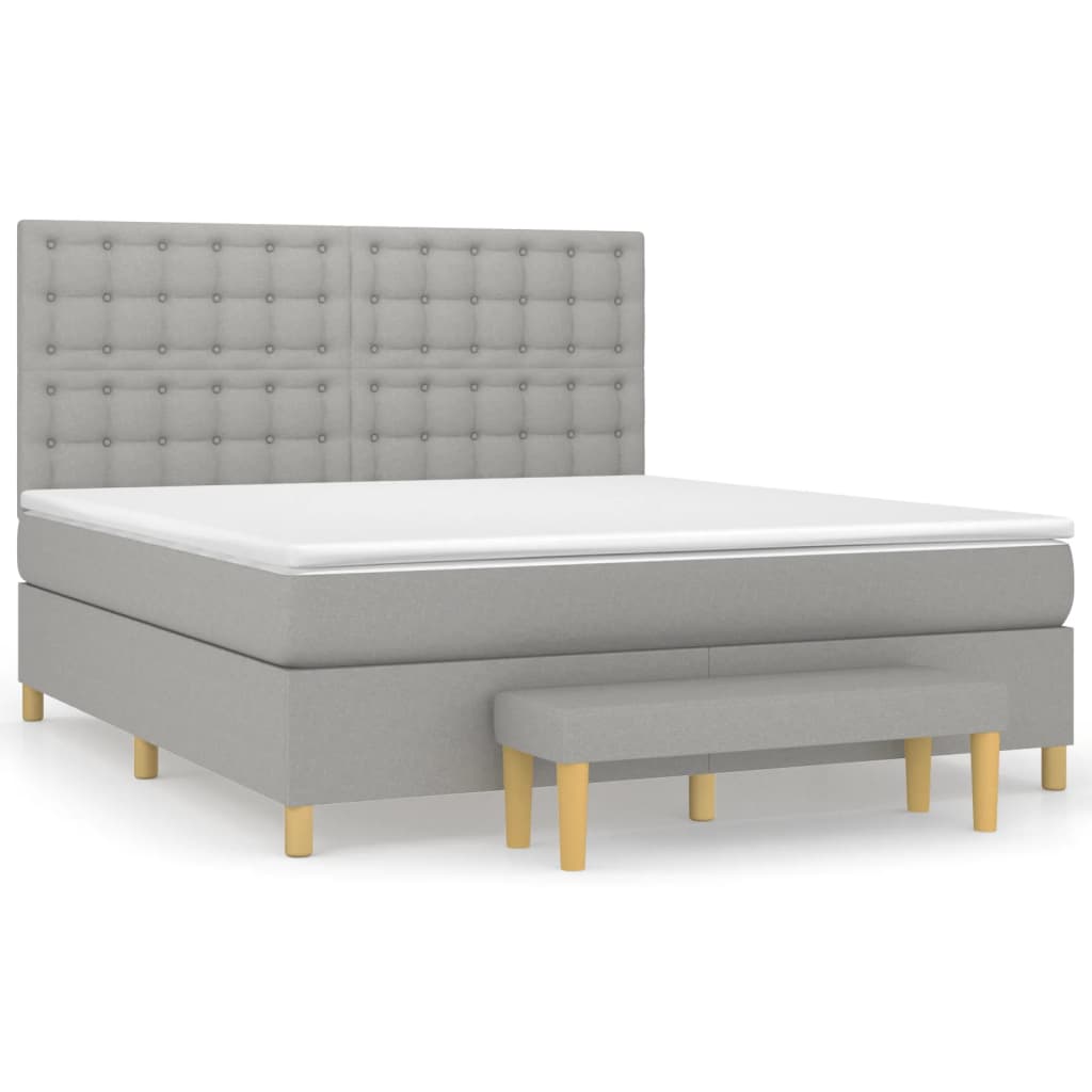 vidaXL Cama com molas/colchão 180x200 cm tecido cinzento-claro