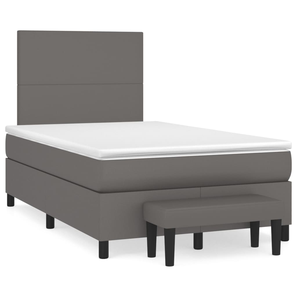 vidaXL Cama com molas/colchão 120x200 cm couro artificial cinzento