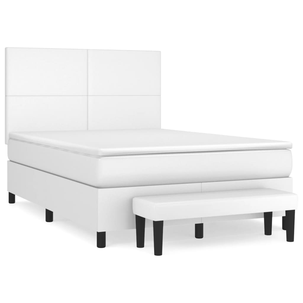 vidaXL Cama com molas/colchão 140x200 cm couro artificial branco