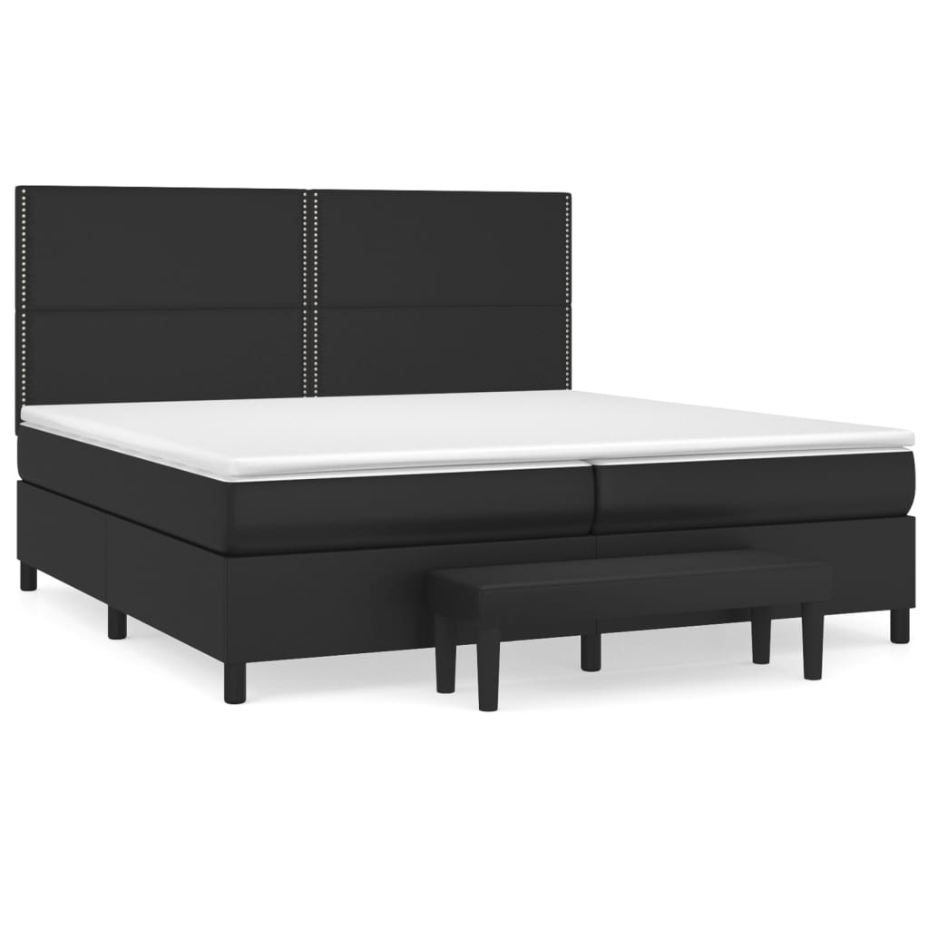 vidaXL Cama com molas/colchão 200x200 cm couro artificial preto
