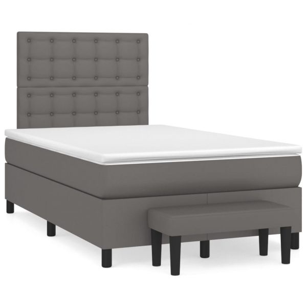 vidaXL Cama com Molas/colchão 120x200 cm Couro Artificial Cinzento - 2782009858