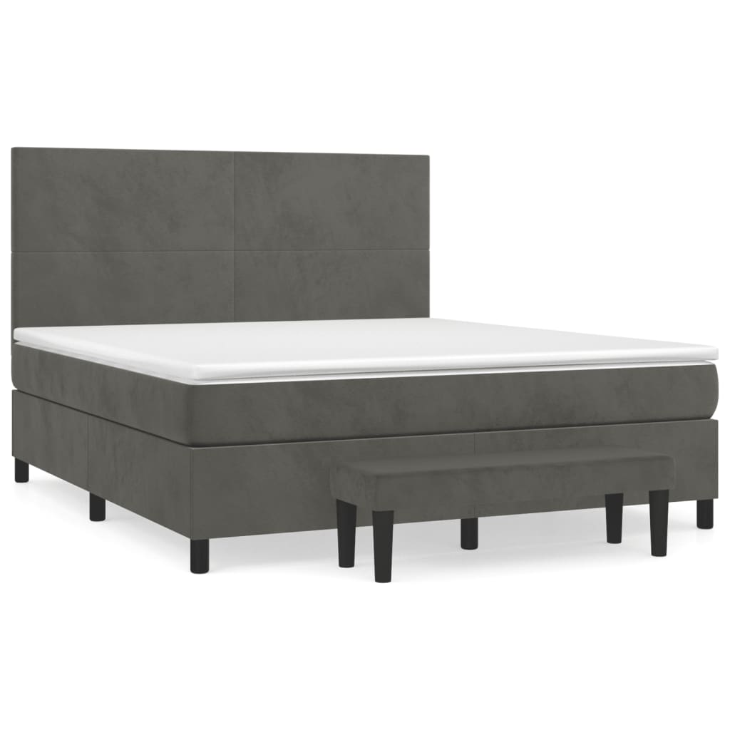 vidaXL Cama com molas/colchão 160x200 cm veludo cinzento-escuro